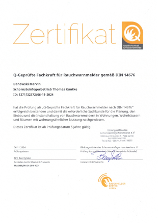 Zertifikat Rauchwarnmelderlehrgang, 2024